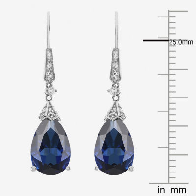 Sterling Silver Lab-Created Blue Sapphire Drop Earrings