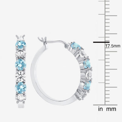 Gemstone & Lab-Created White Sapphire Sterling Silver Hoop Earrings