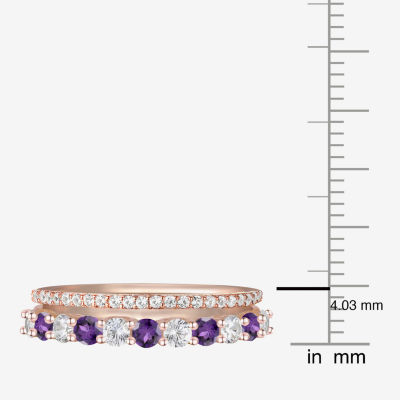 Womens Lab Created Gemstone 14K Gold Over Silver Stackable Rings