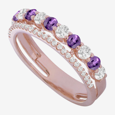 Womens Lab Created Gemstone 14K Gold Over Silver Stackable Rings