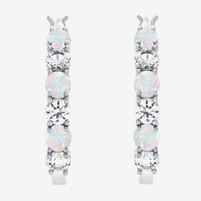 Gemstone & Lab-Created White Sapphire Sterling Silver Hoop Earrings