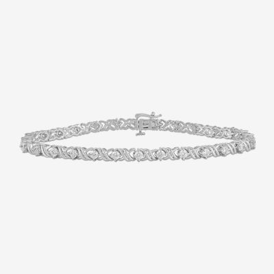 Womens 2 CT. Lab Grown White Diamond 10K White Gold Tennis Bracelet