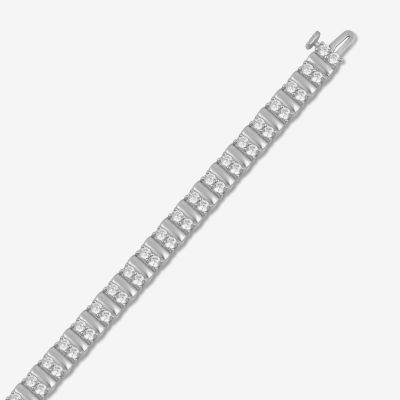 Womens 2 CT. Lab Grown White Diamond 10K White Gold Tennis Bracelet