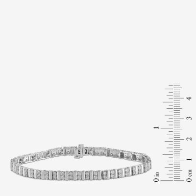 Womens 2 CT. Lab Grown White Diamond 10K White Gold Tennis Bracelet