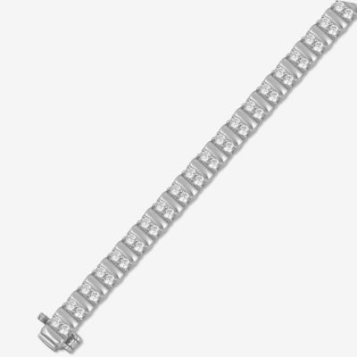 Womens 2 CT. Lab Grown White Diamond 10K White Gold Tennis Bracelet