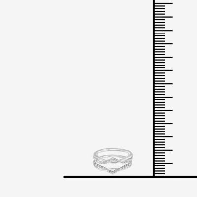 Womens 1/4 CT. T.W. Natural White Diamond 14K White Gold Ring Guard