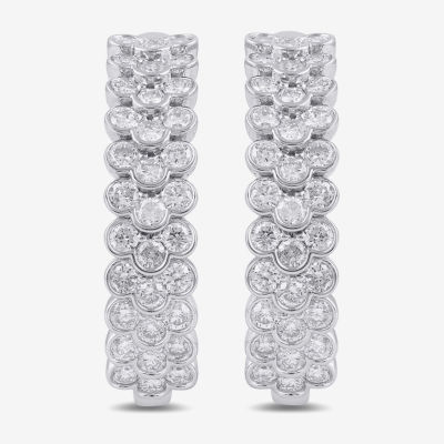 2 CT. T.W. Lab Grown White Diamond Sterling Silver 23.9mm Hoop Earrings