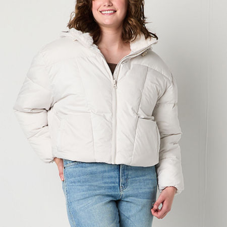 Arizona Heavyweight Womens Juniors Puffer Jacket, X-large, White