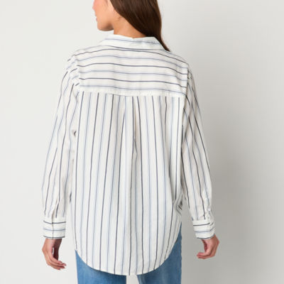 a.n.a Womens Long Sleeve Oversized Button-Down Shirt