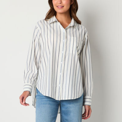 a.n.a Womens Long Sleeve Oversized Button-Down Shirt