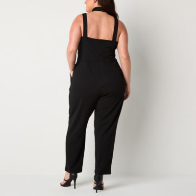 Bold Elements Cutout Womens Sleeveless Jumpsuit-Plus