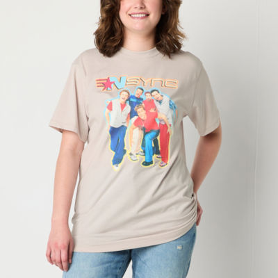 Juniors Nsync Oversized Tee Womens Crew Neck Short Sleeve Graphic T-Shirt