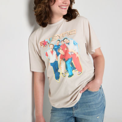 Juniors Nsync Oversized Tee Womens Crew Neck Short Sleeve Graphic T-Shirt