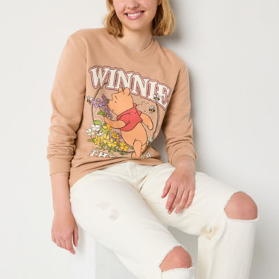 Juniors Winnie The Pooh Womens Crew Neck Long Sleeve Sweatshirt