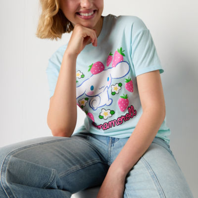 Juniors Cinammon Roll Boyfriend Tee Womens Crew Neck Short Sleeve Tinker Bell Graphic T-Shirt