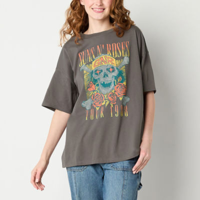 Juniors Guns N Roses Oversized Tee Womens Crew Neck Short Sleeve Graphic T-Shirt