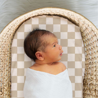 The Peanutshell Check Organic Cotton Jersey 4-pc. Bassinet Sheet