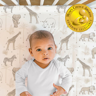 The Peanutshell Caramel Safari Organic Cotton Jersey 4-pc. Crib Sheet