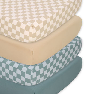 The Peanutshell Check Organic Cotton Jersey 4-pc. Crib Sheet