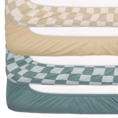 The Peanutshell Check Organic Cotton Jersey 4-pc. Crib Sheet