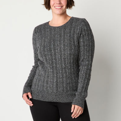St. John's Bay Womens Crew Neck Adaptive Long Sleeve Hidden Access Opening Pullover Sweater