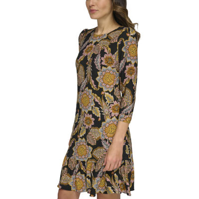 Marc New York Womens 3/4 Sleeve Floral Shift Dress