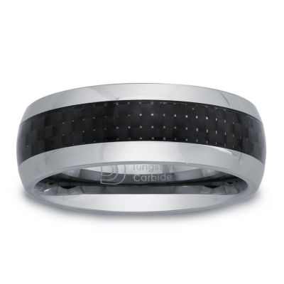 Mens 8mm Tungsten Carbide & Carbon Fiber Wedding Band