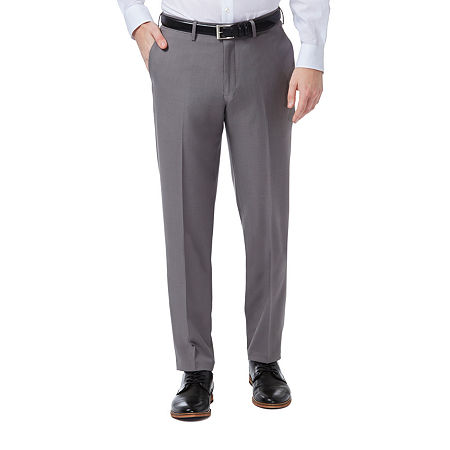 Haggar Mens Premium Comfort Slim Fit Flat Front Dress Pant, 32 29, Silver