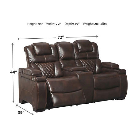 Signature Design By Ashley Warnerton Power Reclining Loveseat With Console, One Size, Brown