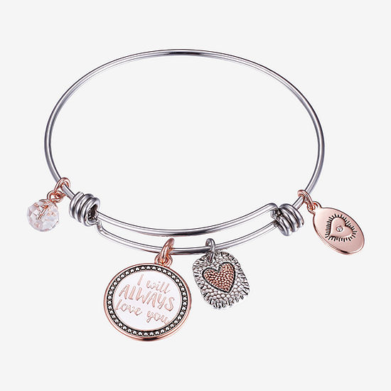 Footnotes Mother And Daughter Stainless Steel Round Bangle Bracelet