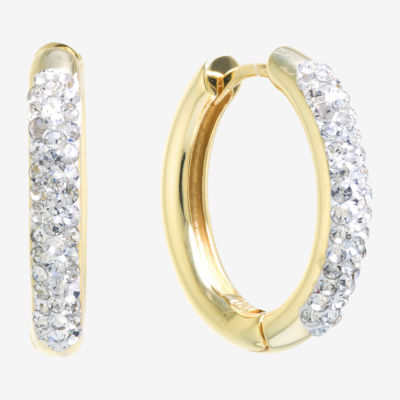 Sparkle Allure Crystal Huggie Womens Crystal 24K Gold Over Brass 20mm Hoop Earrings