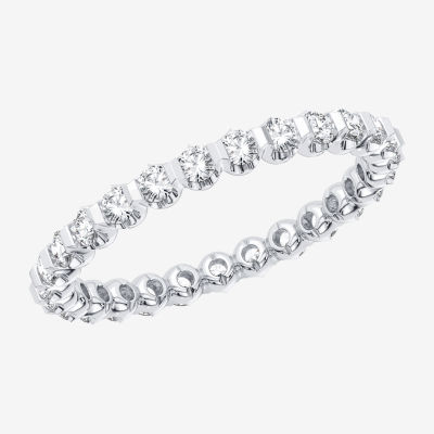 (H-I / Si1-Si2) Womens 1 CT. T.W. Lab Grown White Diamond 10K White Gold Eternity Wedding Band