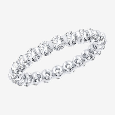 (H-I / Si1-Si2) Womens 2.5MM 2 CT. T.W. Lab Grown White Diamond 10K White Gold Eternity Wedding Band