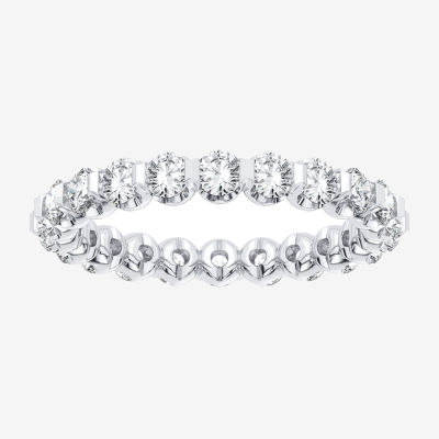 (H-I / Si1-Si2) Womens 2.5MM 2 CT. T.W. Lab Grown White Diamond 10K White Gold Eternity Wedding Band
