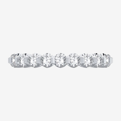 (H-I / Si1-Si2) Womens 2.5MM 2 CT. T.W. Lab Grown White Diamond 10K White Gold Eternity Wedding Band