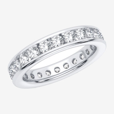 (H-I / Si1-Si2) Womens 3MM 2 CT. T.W. Lab Grown White Diamond 10K White Gold Eternity Wedding Band