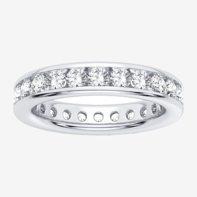 (H-I / Si1-Si2) Womens 3MM 2 CT. T.W. Lab Grown White Diamond 10K White Gold Eternity Wedding Band