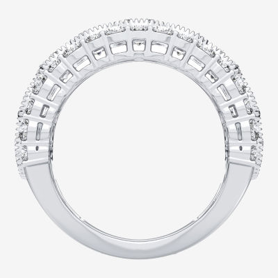 (H-I / Si1-Si2) Womens 8MM 3 CT. T.W. Lab Grown White Diamond 10K White Gold Anniversary Band