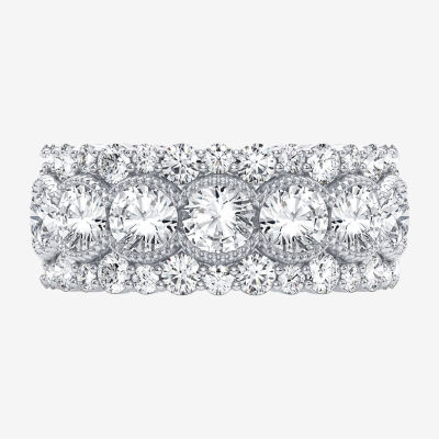 (H-I / Si1-Si2) Womens 8MM 3 CT. T.W. Lab Grown White Diamond 10K White Gold Anniversary Band