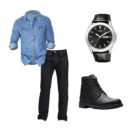 Levi’s® Western Button-Down Shirt, 505™ Regular-Fit Jeans & Clarks Boots