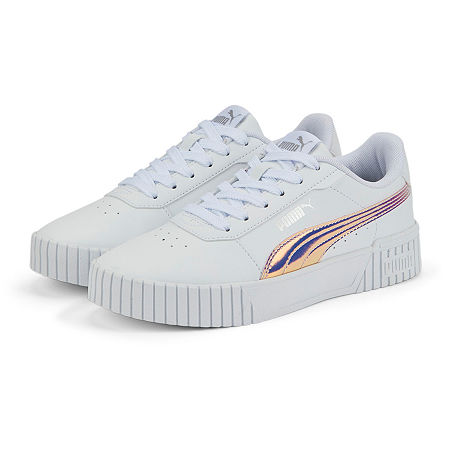 PUMA Girls Carina 2.0 Holo Sneakers, 7 Medium, White