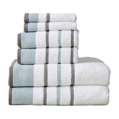 Woverly Decorative Stripe 6-Pc. Quick Dry Bath Towel Set | Gray | One Size | Bath Towels Bath Towel Sets | Quick Dry|Pill Resistant