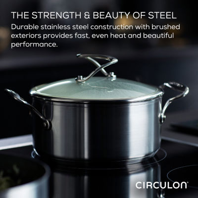 Circulon Steelshield Stainless Steel 7.5-qt. Stockpot with Lid