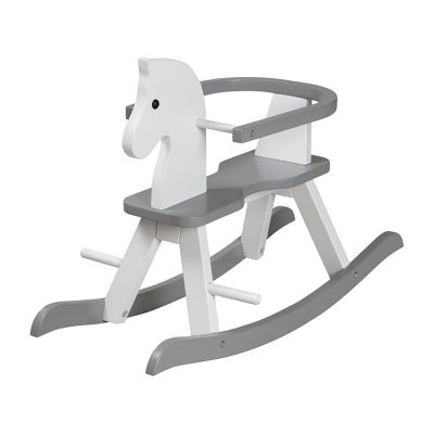 Wooden Rocking Horse - White & Gray Rocking Horse