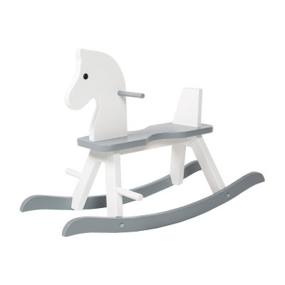 Wooden Rocking Horse - White & Gray Rocking Horse