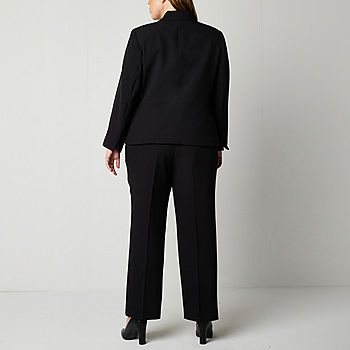 Le Suit 2-pc. Straight Leg Pant Suit-Plus, Color: Black - JCPenney