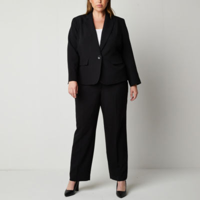 Le Suit 2-pc. Straight Leg Pant Suit-Petite, Color: Black - JCPenney