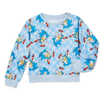 Little & Big Girls Round Neck Long Sleeve Sonic the Hedgehog Sweatshirt