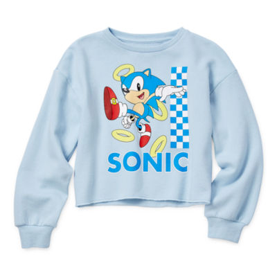 Little & Big Girls Crew Neck Long Sleeve Fleece Sonic the Hedgehog Sweatshirt