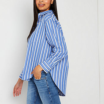 a.n.a Womens Long Sleeve Oversized Button-Down Shirt - JCPenney